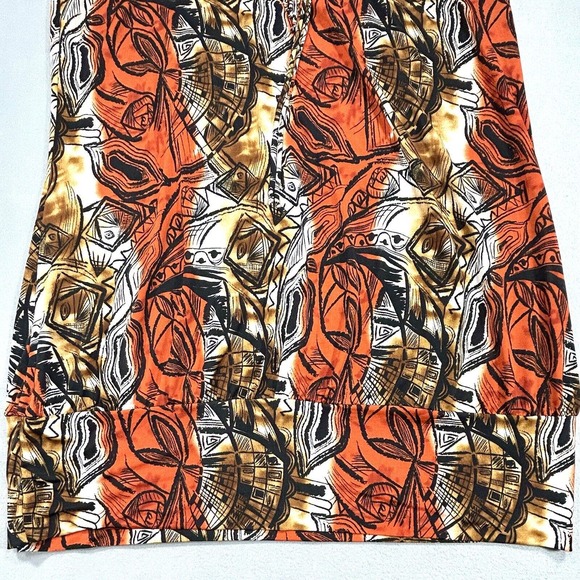 Caren Sport Dress Women's 3X Orange Black Brown Tan Halter Tie Neck Midi Print - Picture 12 of 16
